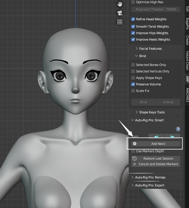 Screenshot of the Get Selected Objects operation in the Blender Auto-Rig Pro (ARP) add-on