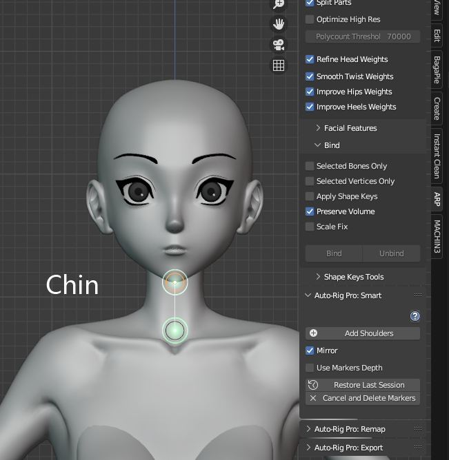 Screenshot of the Get Selected Objects operation in the Blender Auto-Rig Pro (ARP) add-on