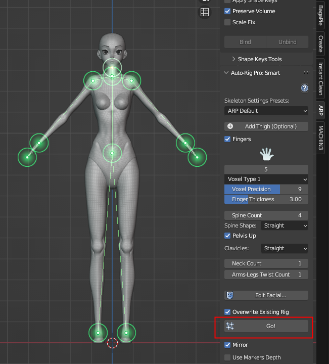 Screenshot of the Get Selected Objects operation in the Blender Auto-Rig Pro (ARP) add-on