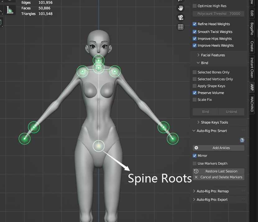 Screenshot of the Get Selected Objects operation in the Blender Auto-Rig Pro (ARP) add-on