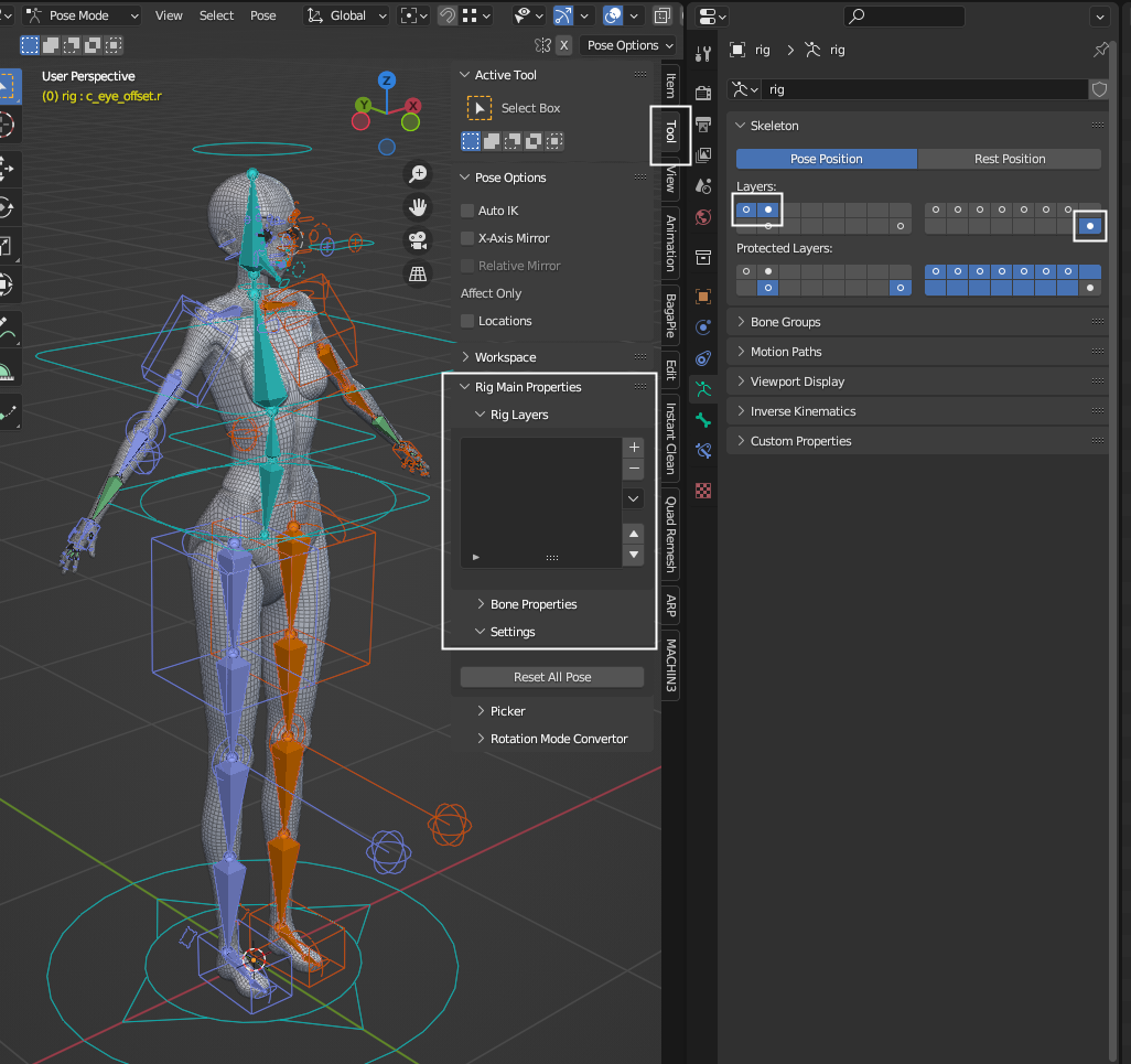 Screenshot of the Get Selected Objects operation in the Blender Auto-Rig Pro (ARP) add-on