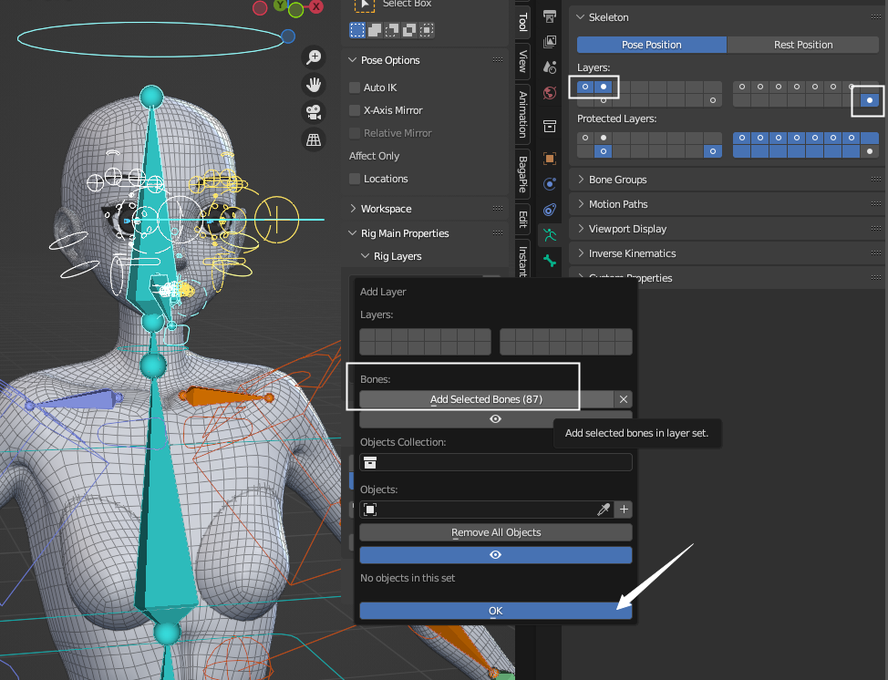 Screenshot of the Get Selected Objects operation in the Blender Auto-Rig Pro (ARP) add-on