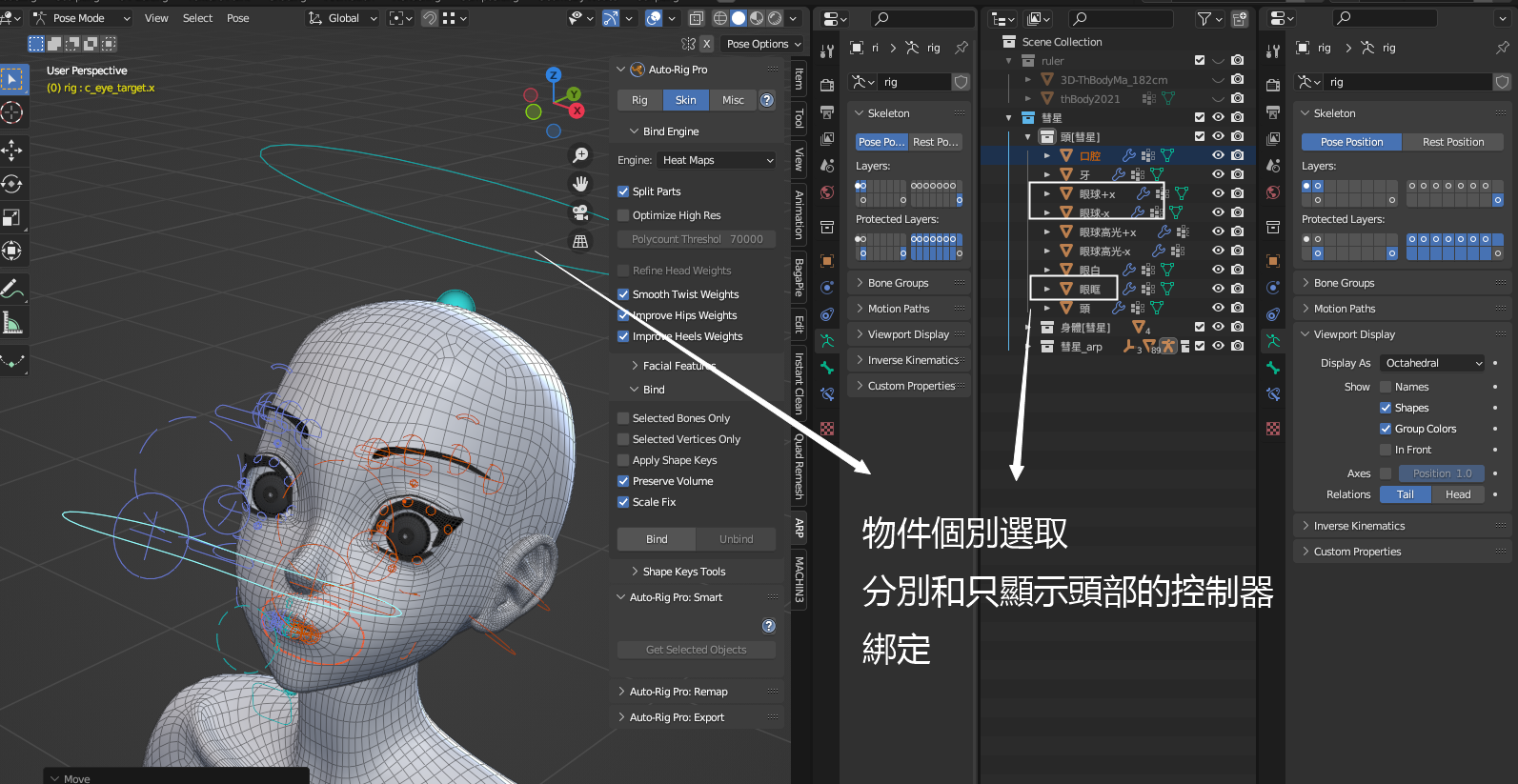 Screenshot of the Get Selected Objects operation in the Blender Auto-Rig Pro (ARP) add-on